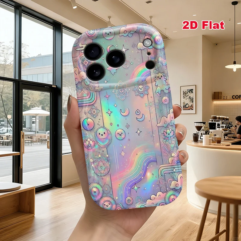2D Flat Soft Silicone Phone Case For iPhone 17 Pro Max 16 18 Pro 13 11 15 14 Plus 12 17 16E 17Promax Shockproof Transparent Funda Cover