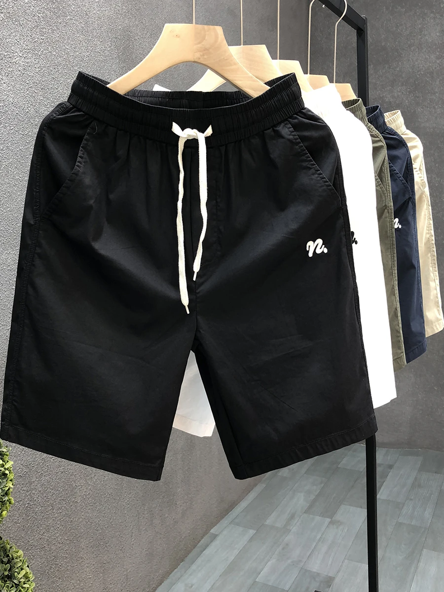 

Qui Dry orts Мужские летние легкие пляжные брюки, модные простые брюки «пять четвертей», дышащие прямые повседневные брюки...