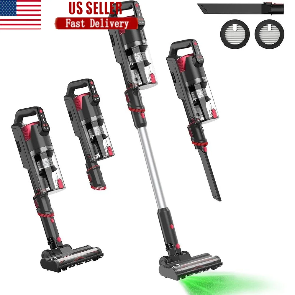 

Cordless Vacuum Cleaner Brushless Motor HEPA Filtration Powerful Suction LED Display 2500mAh Detachable Battery 45 Mins Runtime