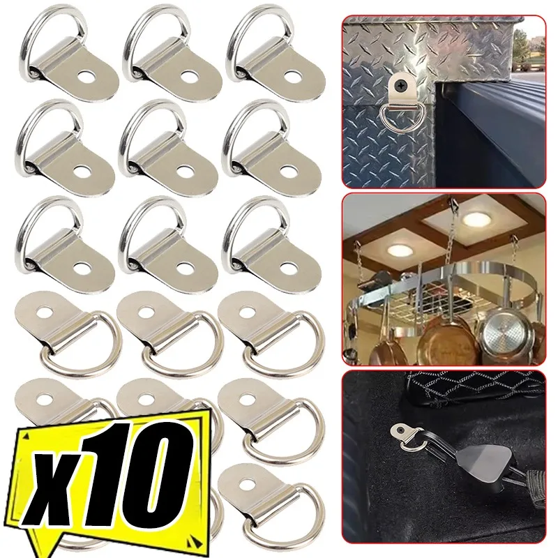 

10 шт. D-образные кольца, анкерные кольца, автомобильный крюк, крепежное кольцо, подходит для автомобиля, лодки, грузового прицепа, транспортных средств, аксессуары для автофургонов