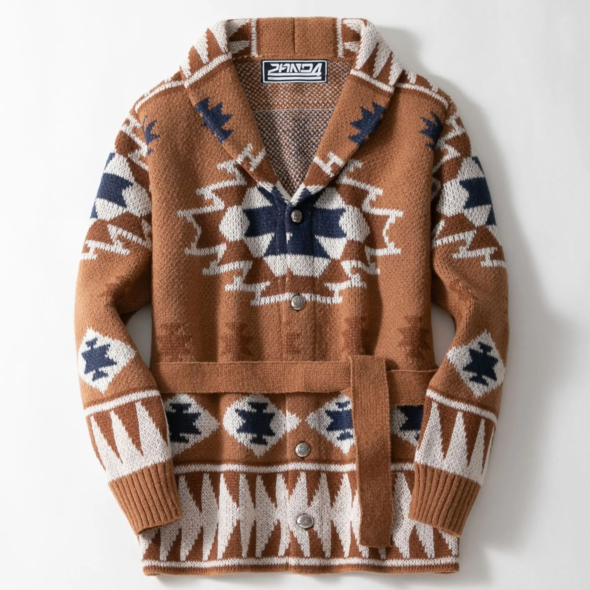 

Men's Heavyweight Embroidered Sweater Autumn Winter Thiened Open Cardigan Belted Knitted Outerwear SY000 Casual Long Sve