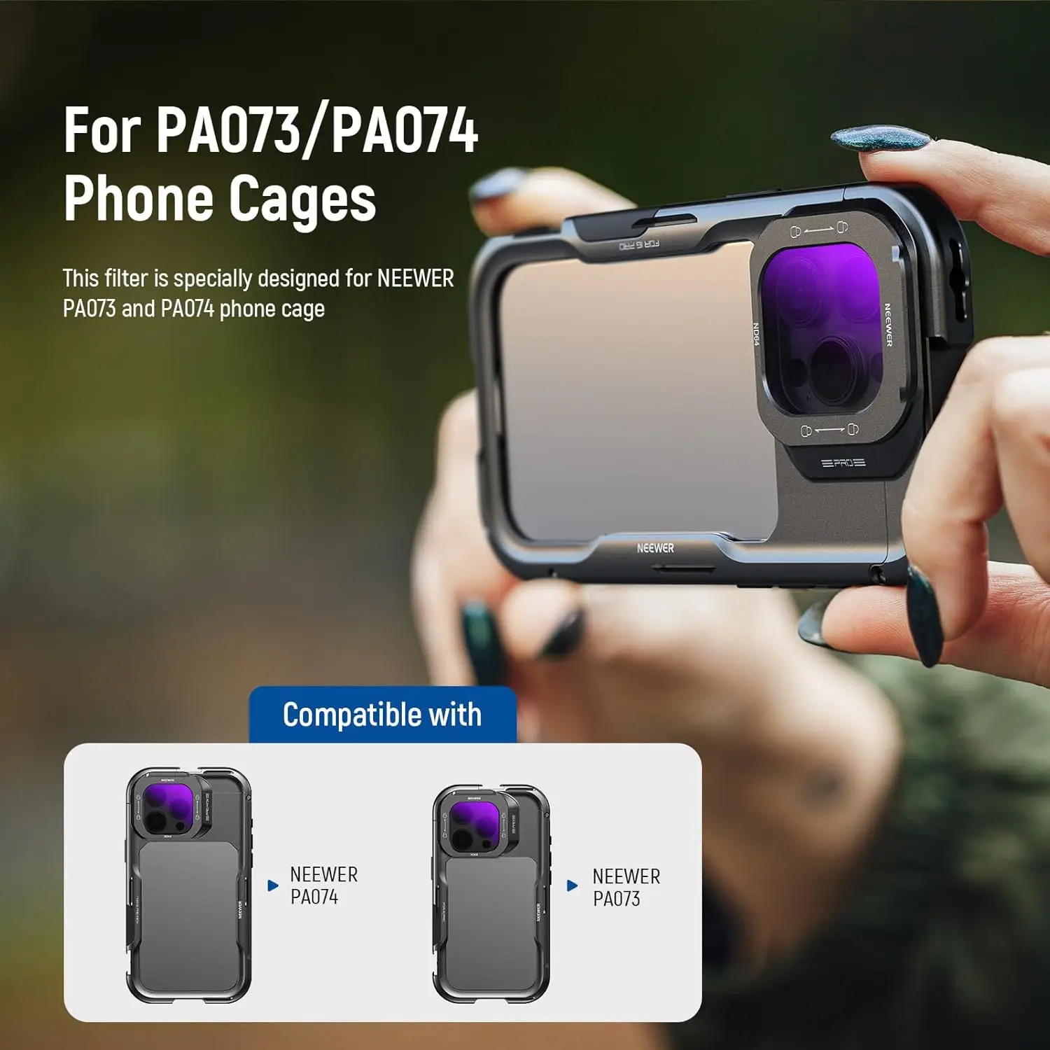 

NEEWER Phone Lens Filter Kit (5 Pack) HD Optical Glass Only Compatible with iPhone 16 Pro PA073 & 16 Pro Max PA074P hone Cage