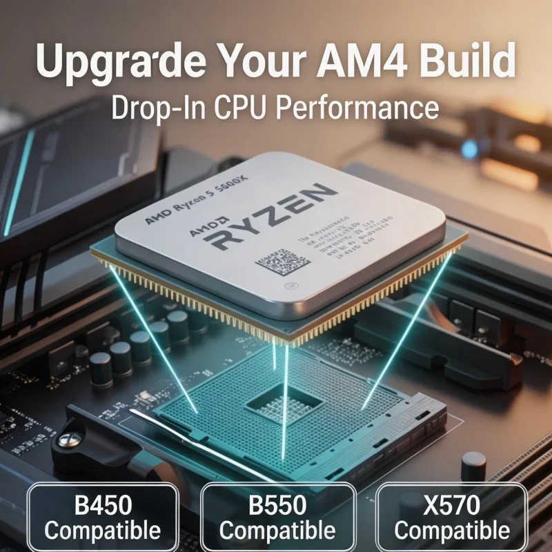 AMD Ryzen 5 5600X Gaming Unlocked CPU 6‑Core 12‑Thread 65W Socket AM4 Tray Version Without cooler