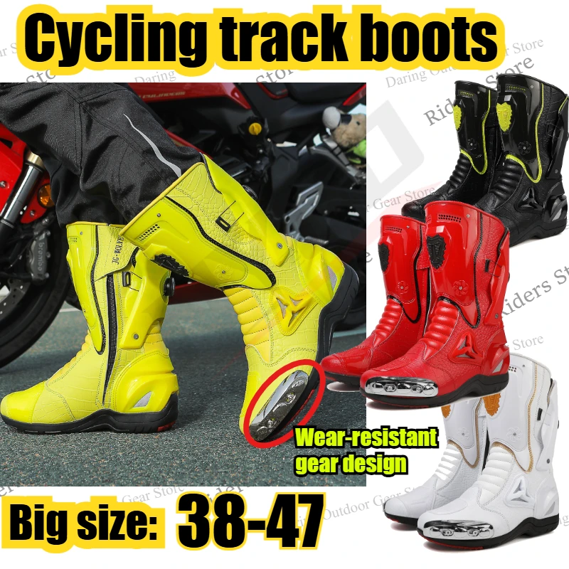 

2026New Motorbike Riding Protective Gear Shift Microfibe Leather Boot SIZE 38-47 Motorcycle Racing Boots Professiona Biker Shoes