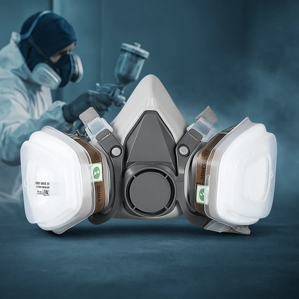 قناع غبار كيميائي إسفنجي مرشح مضاد للجسيمات أقنعة واقية ضد الغبار نصف قناع مضاد للخطر فلتر بخار سام سلامة العمل
