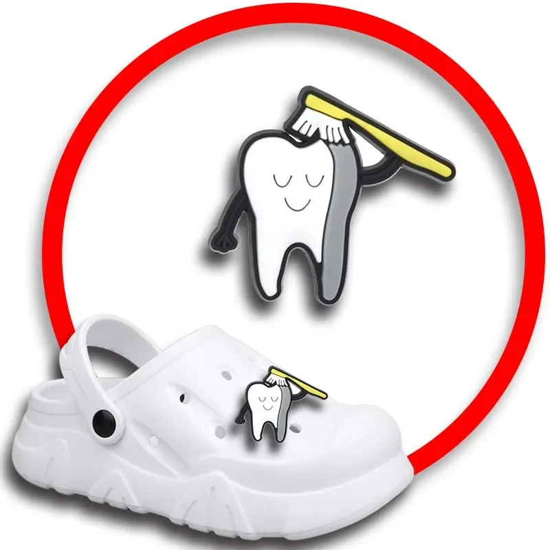 Healthy Teeth Shoe Charms for Crocs Sandals, Tamancos Pins, Sapatos Decorações, Acessório para Homens, Mulheres, Meninas, Crianças, Acessório