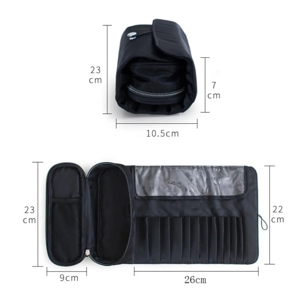 Foldable Design​​ Makeup Bag​​ ​​Rolling Bag​​ ​​Multi-Pocket​​ ​​Travel Makeup Organizer​​ ​​Nylon Material​​ High-Capacity