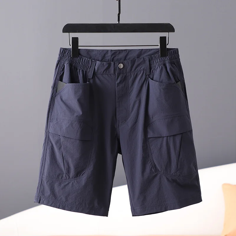 Foreign Trade Men's Summer New Thin Straight Barrel Mid Waist Casual Work Big Pocket Shorts