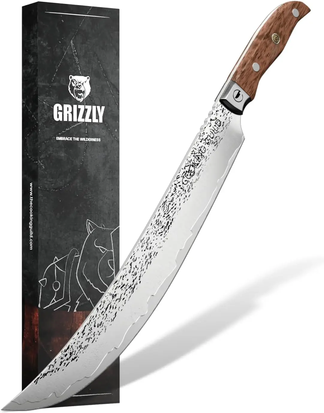 The Cooking Guild Slicer Knife - 12 Inches - Grizzly Series - San Mai Steel Japanese Slicing Knife With Hammered Finish -