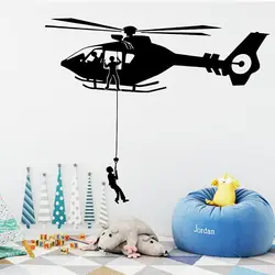 Cartoon Air Force Helicopter Vinyl Wall Sticker Removable for Kids Room Decoration House Decor Wall Decal Murals Wallpaper