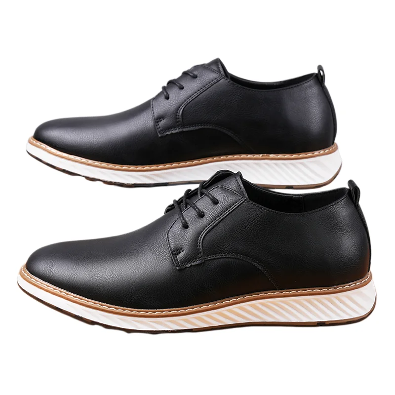 Lace up casual men's leather shoes Comfortable gentleman style Classic Black Brown shoes adults Comfortable and versatile