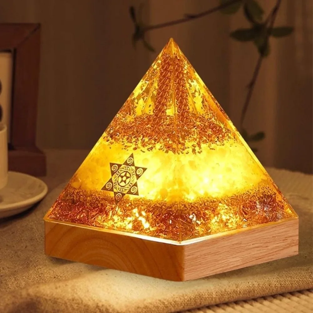 5/6/8/10cm Crystal Pyramid Resin Cube Design Citrine Orgonite Pyramid Handmade Gifts Prosperity Attraction Crystal Home Decor