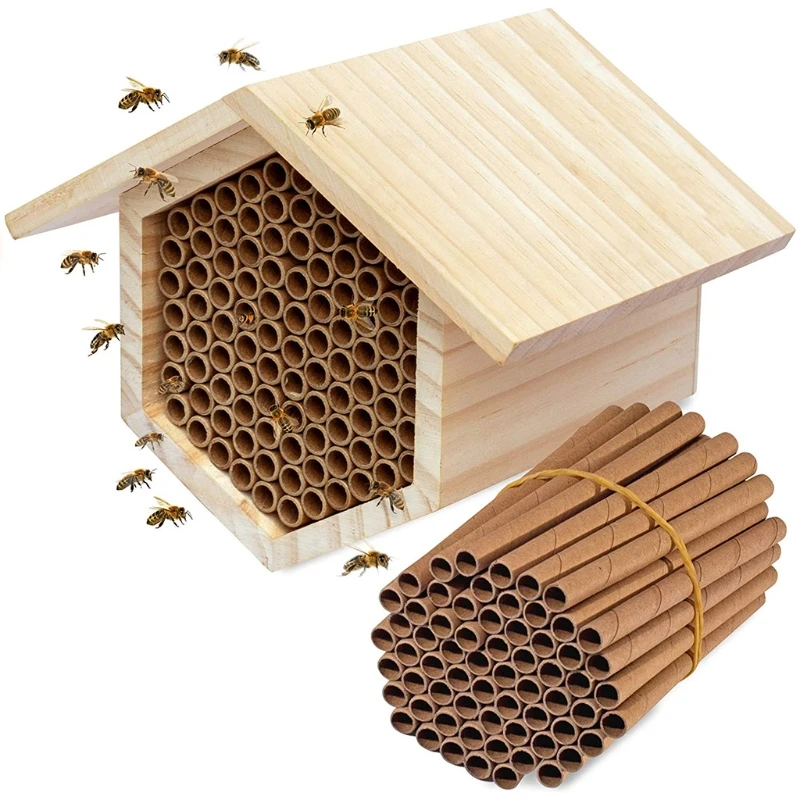 50 Pcs Mason Bee Tube Refills for Beekeepers House Garden Pollinator Bee House Liners for a Bee House, Bee Condo, Hotel