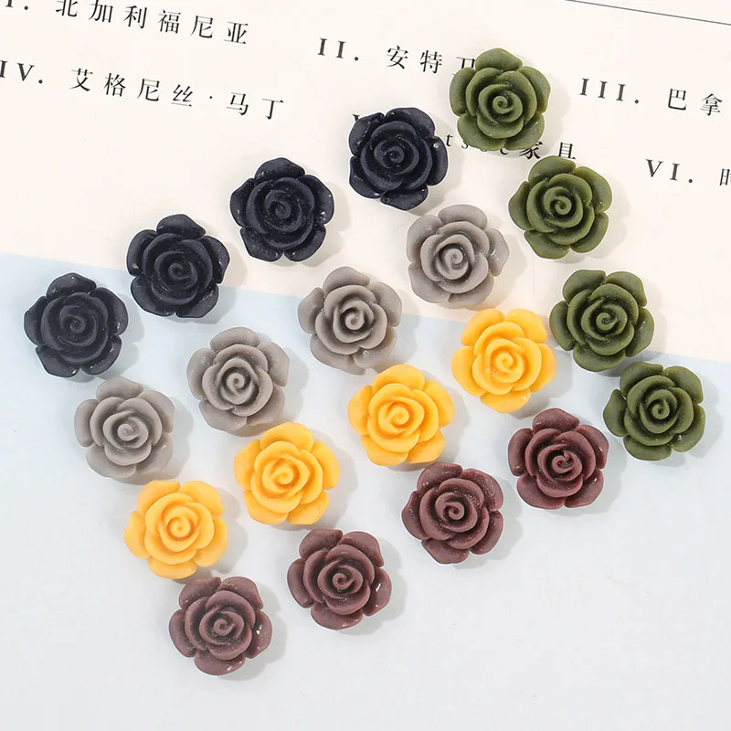 

30Pcs Mini Rose Flowers Flat back Resin Cabochon Flatbacks 13mm Phone Decoration DIY Scrapbooking Accessories Resin Charms Bead