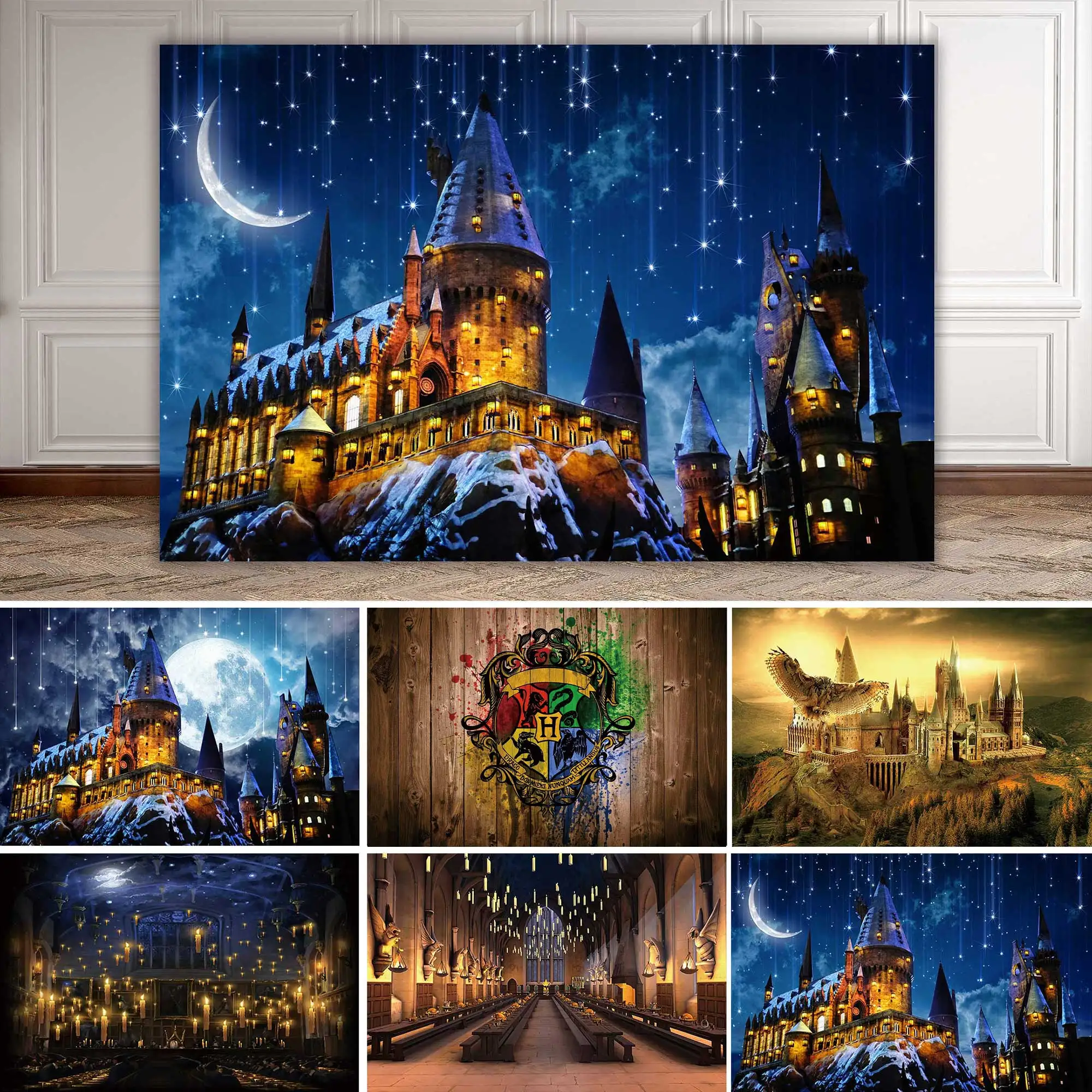 SeekPro Castle Magic Fairy Faculty Graffiti Children Party Photo Halloween Background Studio Photographic Backdrops Banner