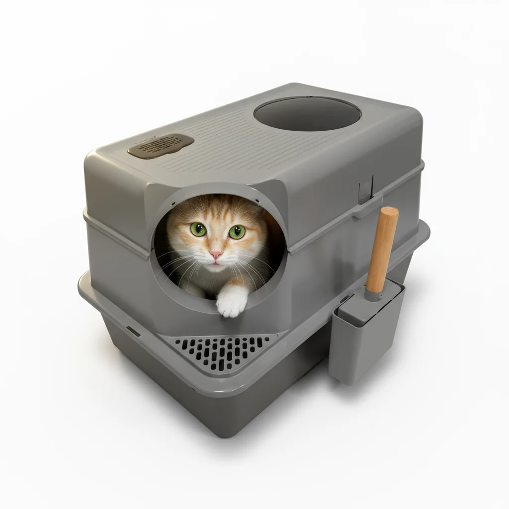 New Design Enclosed Cat Toilet Box Stainless Steel Tray Odor Control Easy Cleaning Large Capacity Private Litter Box for Home