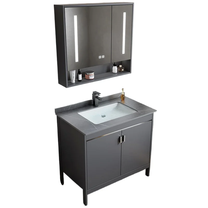 Space aluminum floor-to-ceiling bathroom cabinet combination basin ceramic integrated washbasin