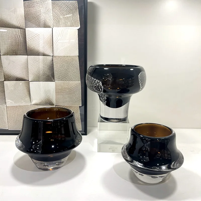 Light luxury modern high-end coffee-colored small vase floral set Sales office Bubble flower device Desktop dining table