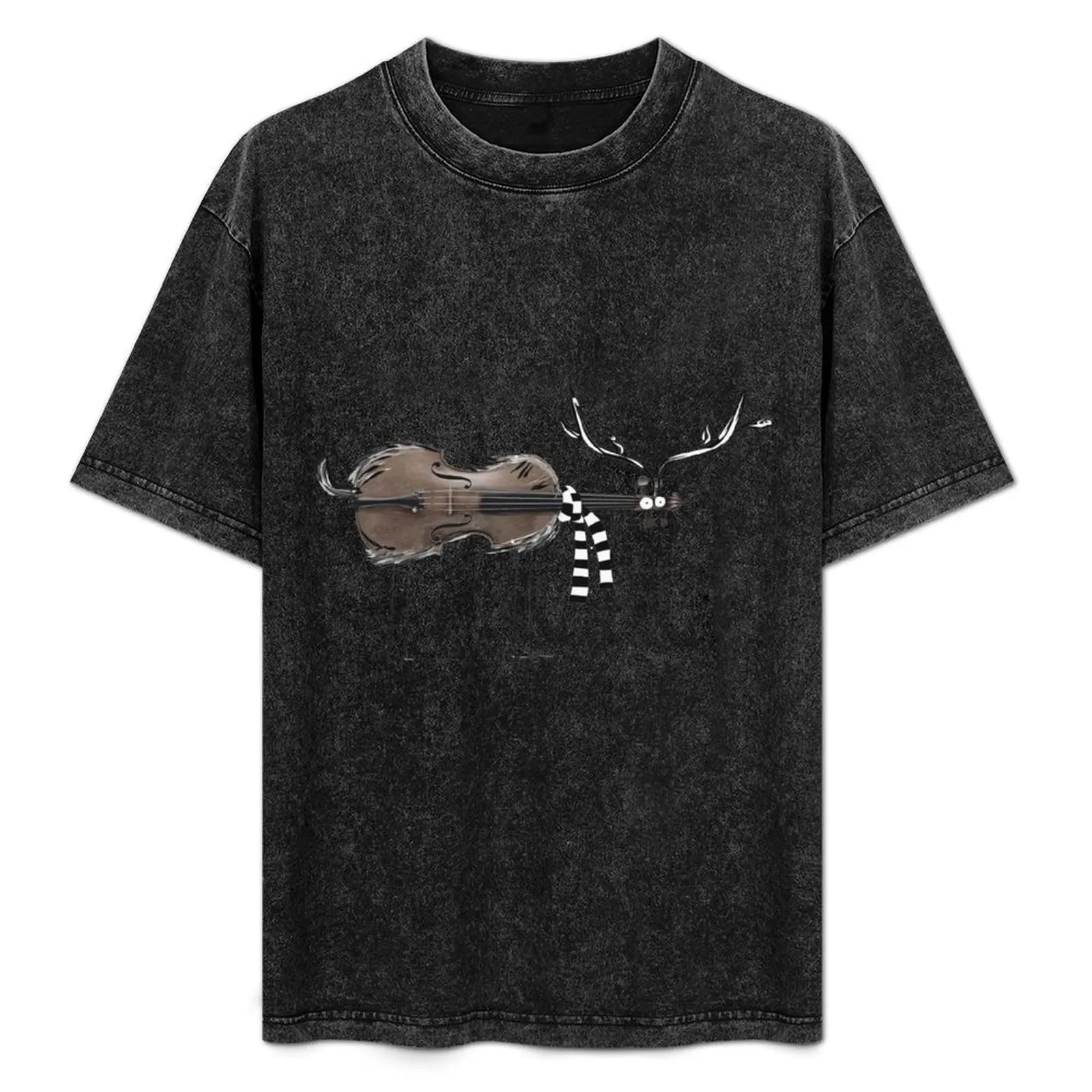 Christmas Violin Reindeer T-Shirt Aesthetic clothing vintage t shirts graphic tee shirt plus size clothes mens workout shirts