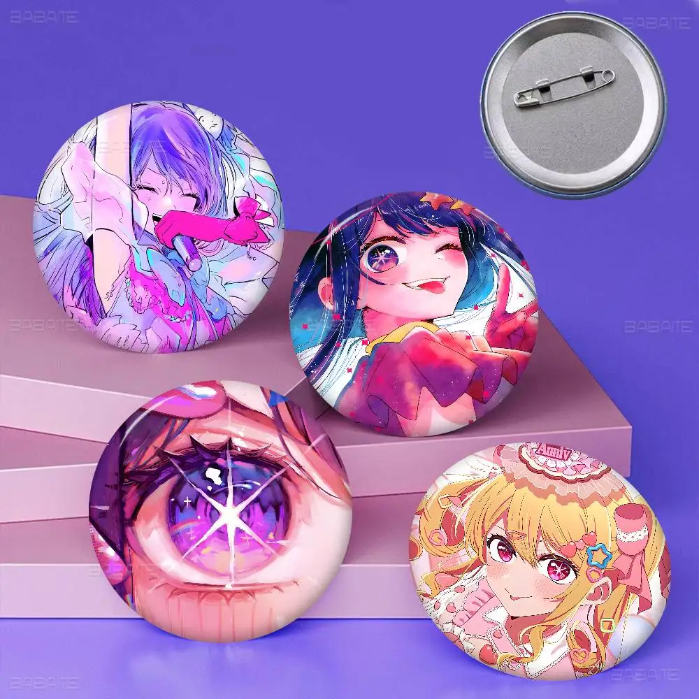A-Ai-Hoshino Oshi-no-Ko Idol Anime Button Pin Handmade Brooch for Clothes Cartoon Badge Backpack Decoration Jewelry Accessories