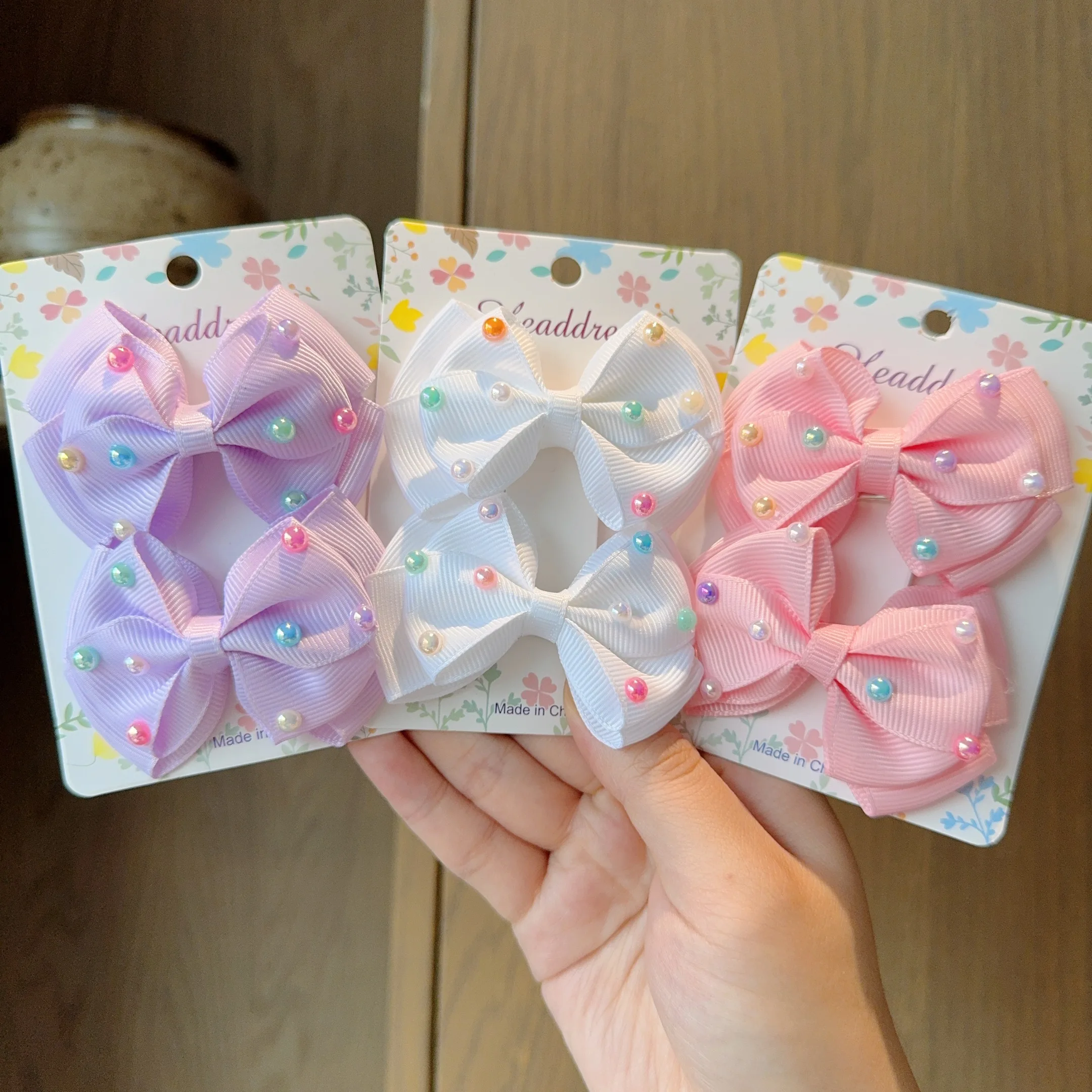 2Pcs/lot Baby Solid Hair Bows Hair Clips Ribbon bow Hairpin for Girl Cheer Bowknot Barrettes Children Headwear Hair Accessories