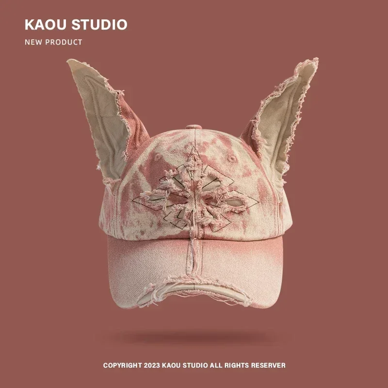 المتخصصة تصميم آذان كبيرة الدنيم قبعات البيسبول الرجال النساء Y2K الخريف جديد الشارع الاتجاه تنوعا الرجعية هول الحرفية الهيب هوب القبعات للجنسين