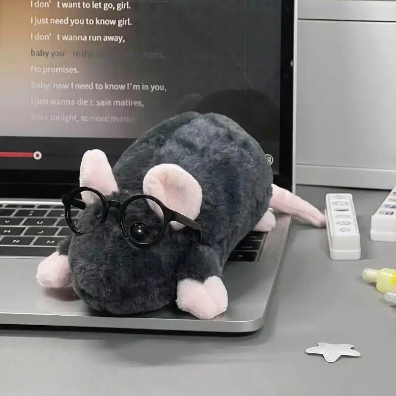 Y1UB Mouse Pen Case Soft Plush Pencil Pouches with Zippers Access for Students Desk Stationeries Organization and Everyday Carry