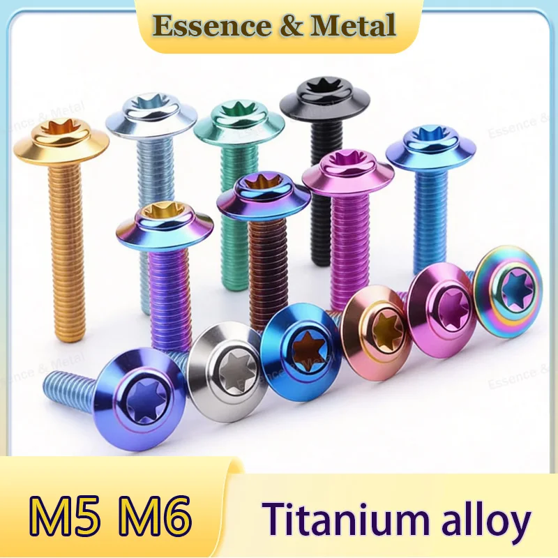5PCS Titanium Alloy Studs M5 M6 Umbrella Head Screws Torx Head Screws D13.5mm Suitable for Motorcycle and Bicycle Modifications