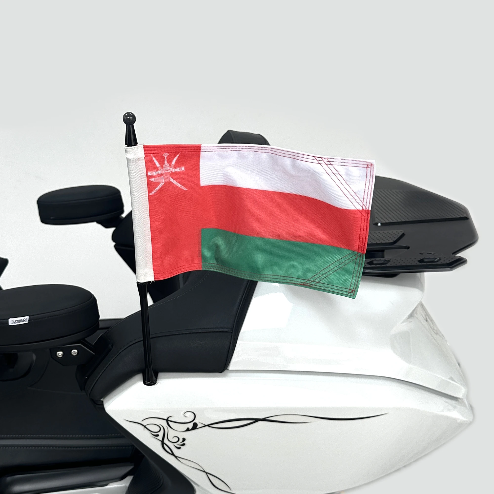 Panical Oman Passenger Rear Trunk Flag Set Flagpole Kit For Honda Gold Wing Tour GL1800 2018-2024 Motorcycle Black