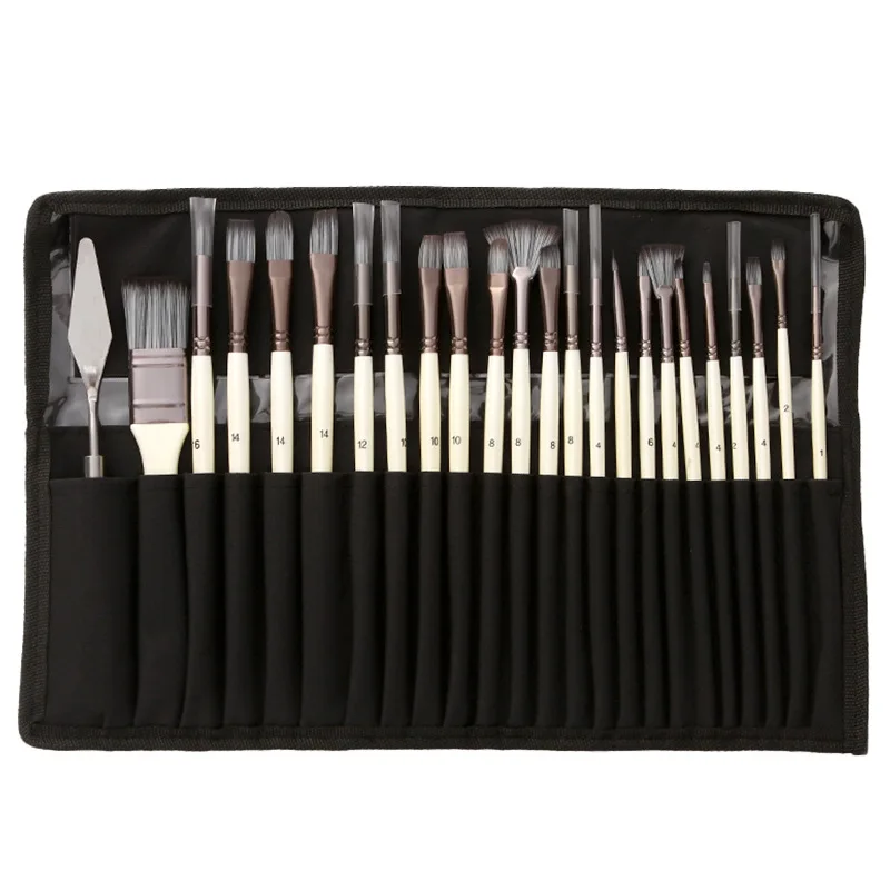 

24-piece brush set: Canvas brush, curtain oil brush, nylon gouache and watercolor brush