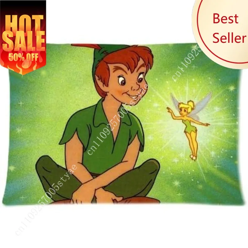 

Peter Pan Tinker Bell Pillowcase Disney Cartoon Pillow Case Soft Sofa Bed Decoration Party Boy Girl Gifts Custom Pillow Cover