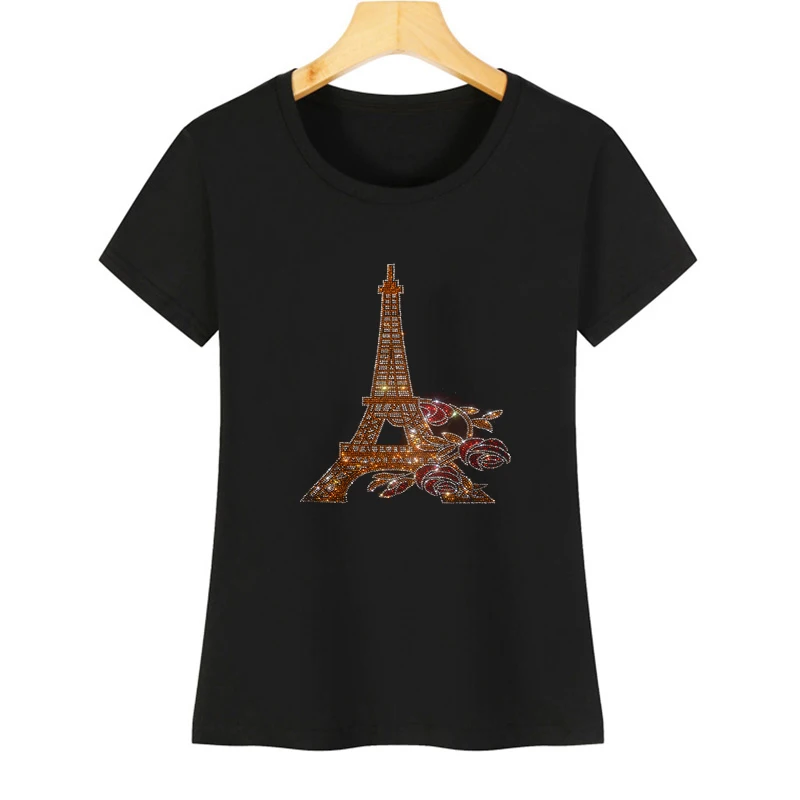 

Fashionable and creative iron tower and women's summer short-sleeved pure cotton casual T-shirt design