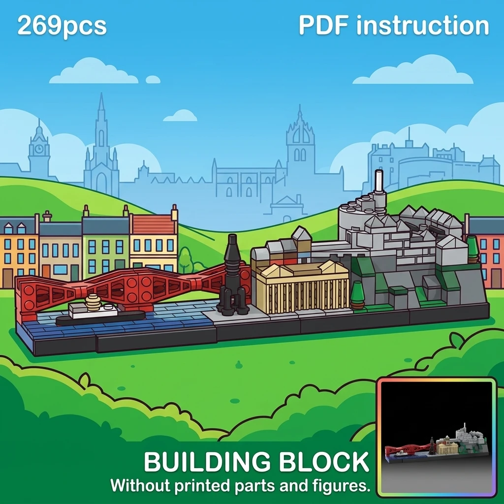 

MOC Edinburgh Skyline Architecture Building Blocks Scottish City Landmark Micro Diorama Display Model Brick Set Adult 269PCS