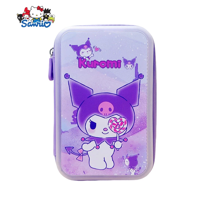 Sanrio tempat pensil Kuromi My Melody Kawaii siswa lucu kartun kapasitas tinggi perlengkapan belajar tas penyimpanan mainan anak perempuan hadiah