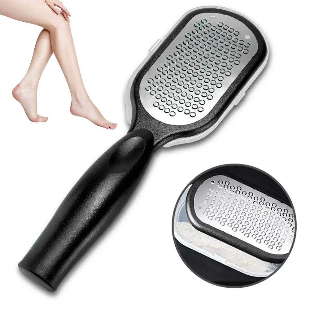 Pedicure Rasp Reusable Stainless Steel Exfoliating Tool Foot Callus File With Lid Heel Scraper Dead Skin Remove Foot File