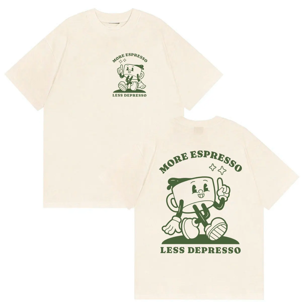 Funny More Espresso Less Depresso Meme T-shirt Men Women's Summer Clothing Fashion T-shirts Harajuku Short Sleeve Cotton T Shirt