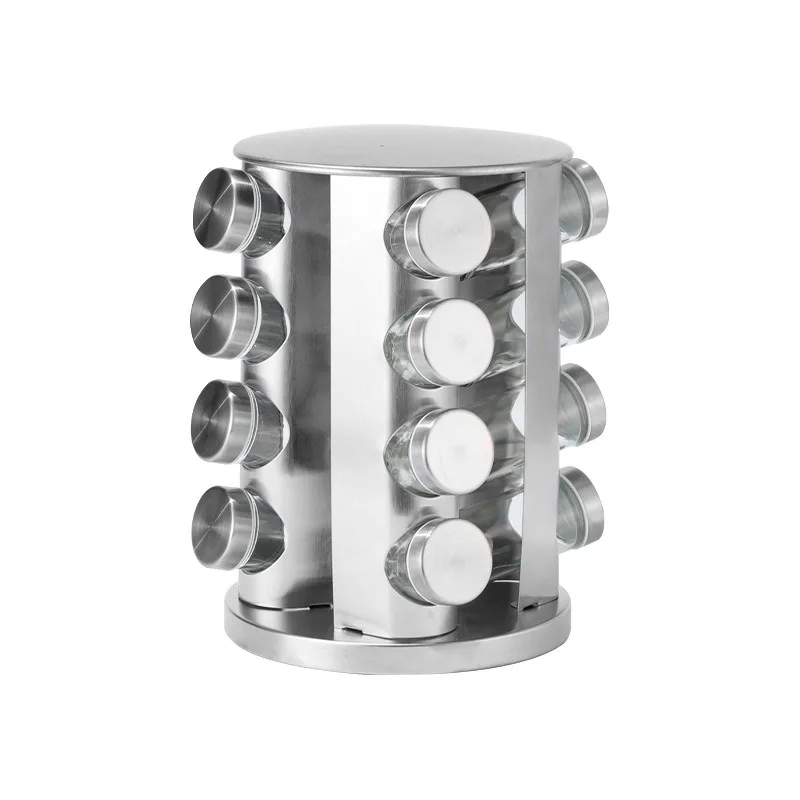 Multi-layer stainless steel rotating seasoning rack 360 degree turntable seasoning tank storage rack