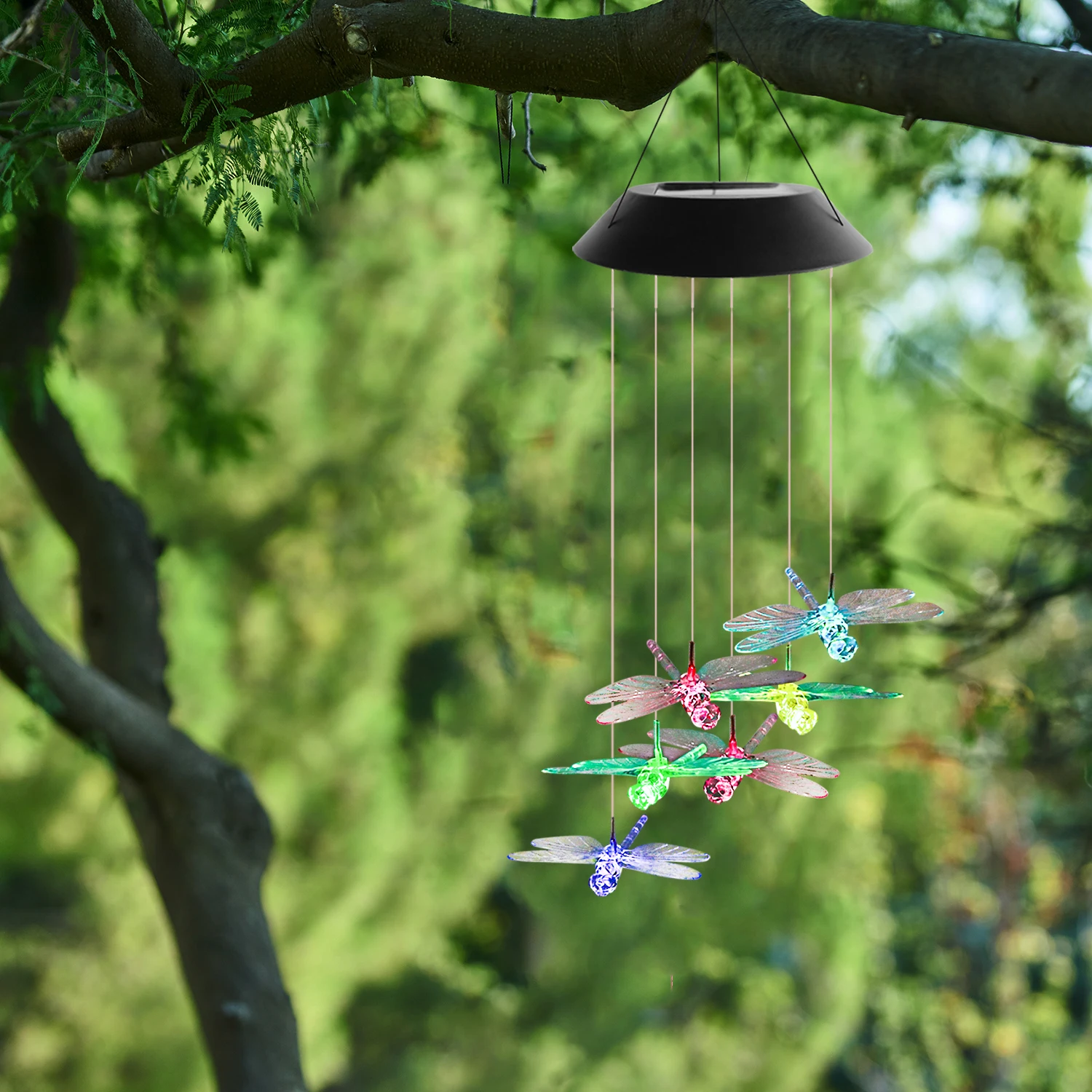 

New Product LED Hanging Light Solar String Light Dragonfly Wind Chimes For Outdoor Garden/Terrace Decoration gifts