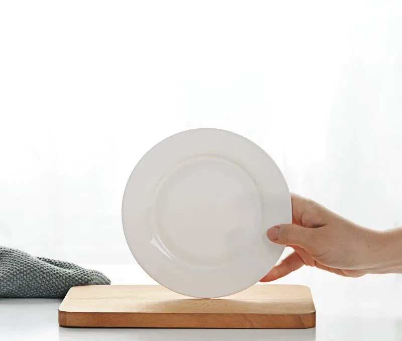6 inch, plain white bone china sushi tray, porcelain dinner plates, a pottery cake dish, crystal clear dessert dishes, ceramic