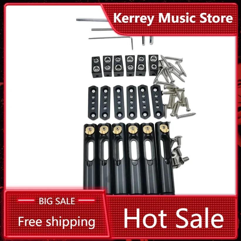 

"Professional Headless Bass Bridge - Brass Fan Construction for Fanned Fret Systems (Single Fixed, Black Finish)"