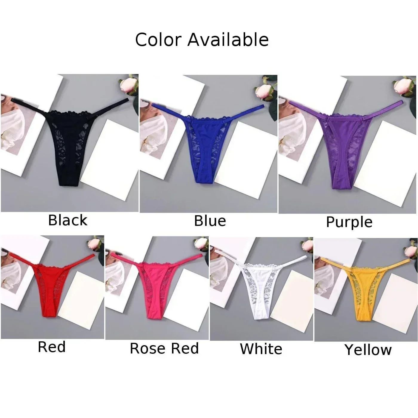 Ropa interior de tiro bajo azul para Hotel, ropa interior Sexy de encaje para mujer, bragas de Color sólido, ropa de dormir de Hotel, tela de poliéster