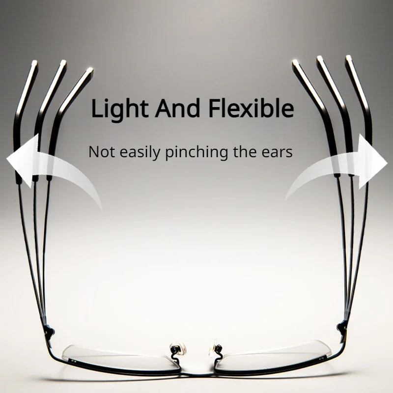 Half Frame Pure Titanium Eyeglass Frame Black Business Glasses Men Myopia Glasses Anti Blue Light Optical Lenses Frames