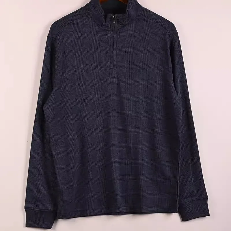 Camiseta de Manga Longa Macia e Confortável para Homens, Estilo Casual de Negócios, Moletom com Zíper Lateral, Mistura de Alg...