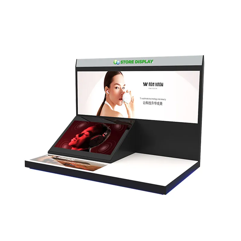 

Shop Display Counter Display Acrylic LCD Smart Promotional Counter with Changeable Image and USB Charging