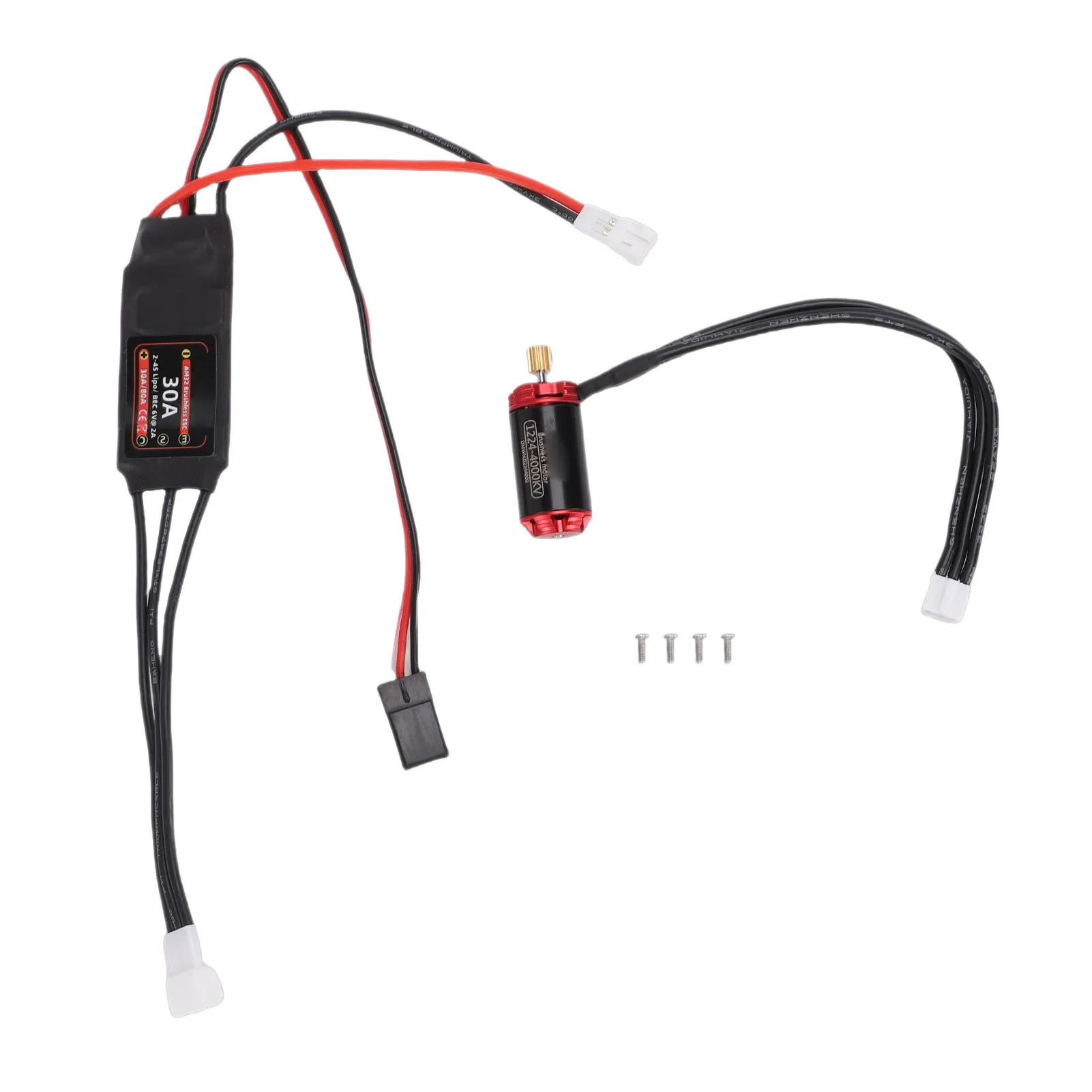 Brushless Motor ESC Set Fit for SCX24 RC Car 1224 4000KV Low Linearity RC Outrunner Motor 30A Open Source Brushless ESC