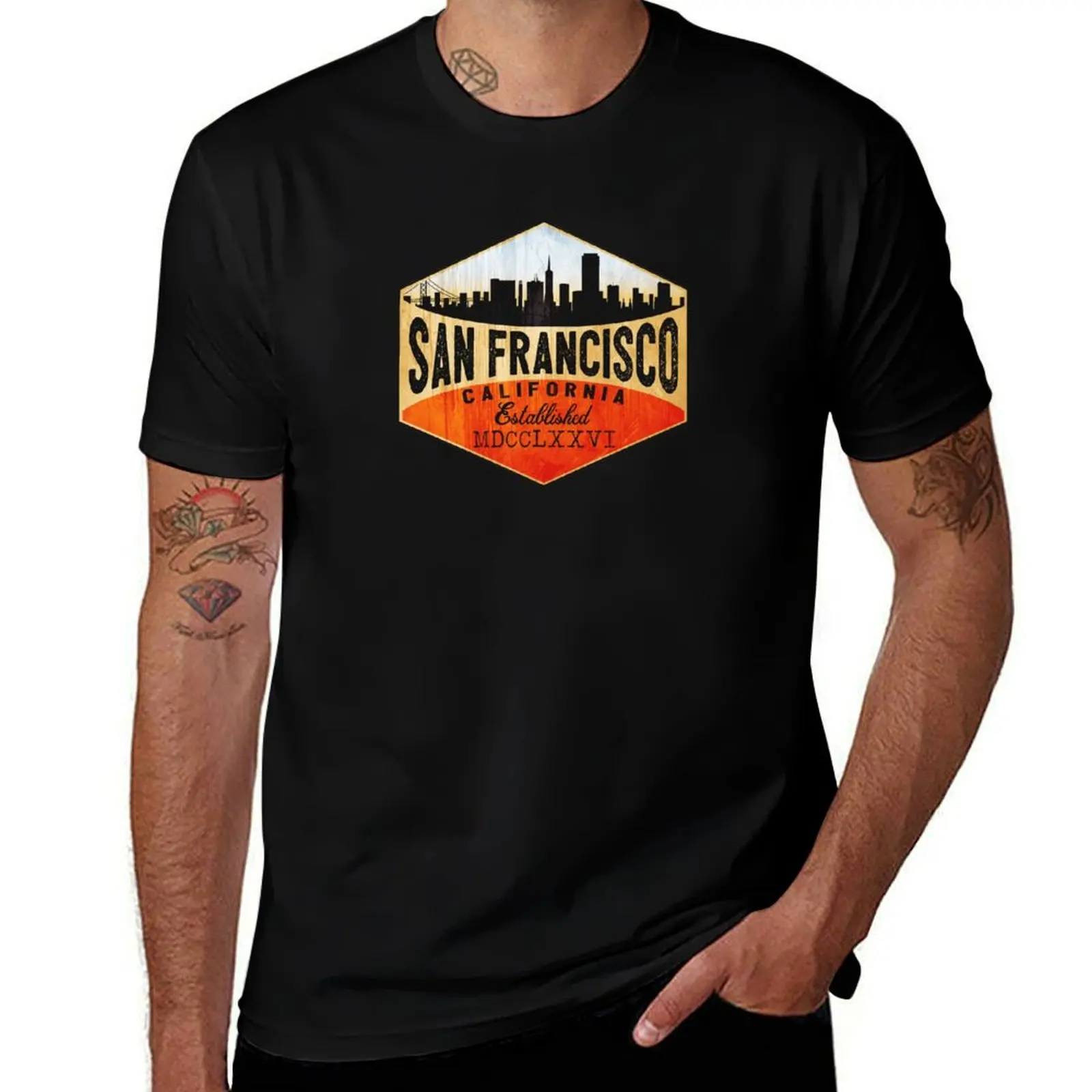 

GOLDEN GATE BRIDGE SAN FRANCISCO CALIFORNIA VINTAGE TRAVEL DECAL T-Shirt summer tops sweat mens graphic t-shirts funny