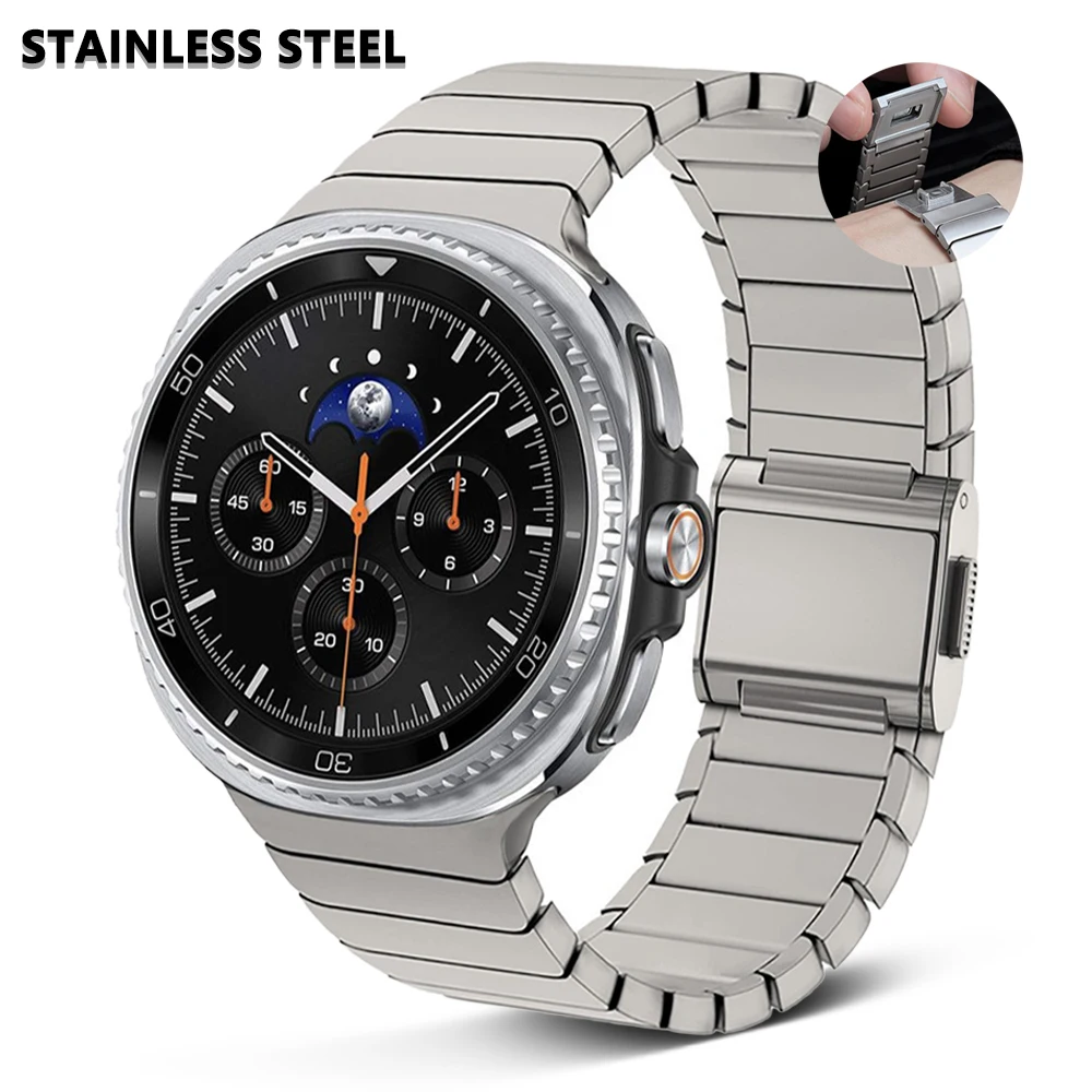 Luxuriöses Edelstahl-Armband für Samsung Galaxy Ultra 2025 47mm 8Classic 46mm Magnetverschluss-Band für GALAXY 8 44/40mm Armband