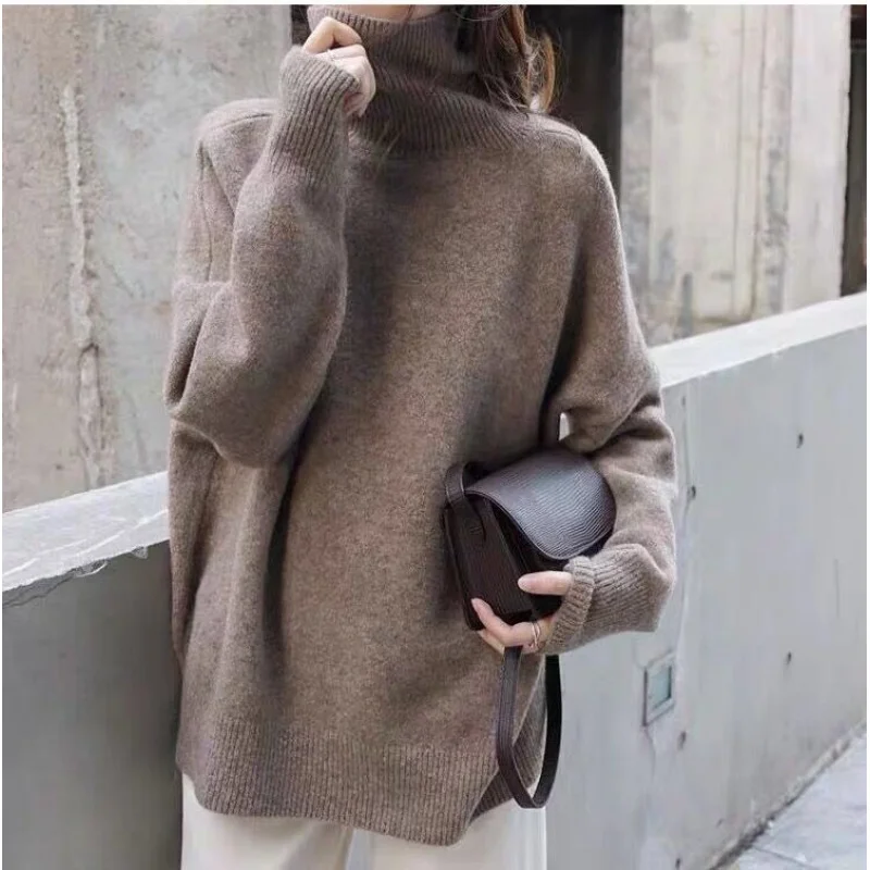 

High Neck Sweater Women, Loose Fit, Autumn And Winter, Lazy Style, New Hot-Selling Knitted Base Shirt, Thickened Winter Top