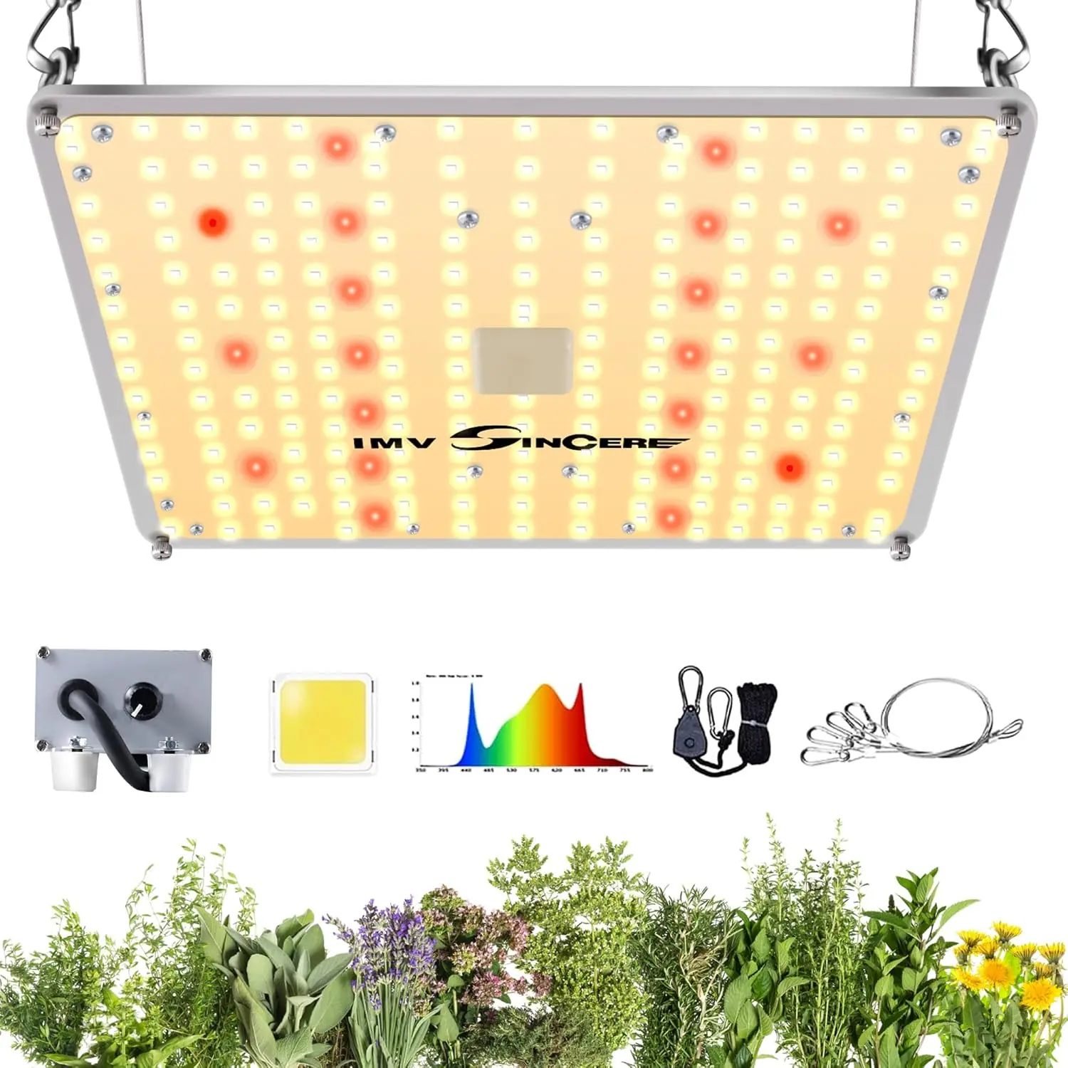 

100W Full Spectrum LED Grow Light with Samsung Diodes, Dimmable for Indoor Plants in 3x3 Tents