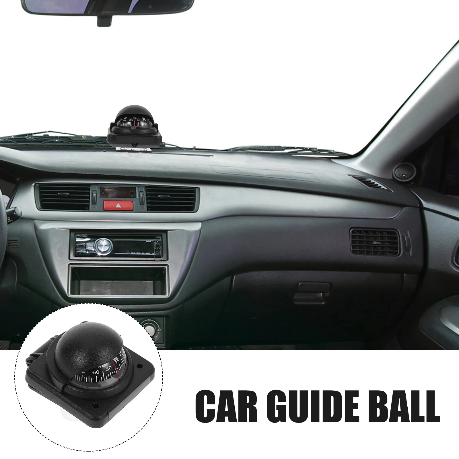 

Car Compass ABS Material Adjustable Declination Sleek Design Boat Marine Dashboard Mount Small Ball